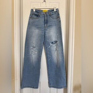 Circus NY Women’s High Waisted Ripped Wide-Leg 90s Baggy Jeans